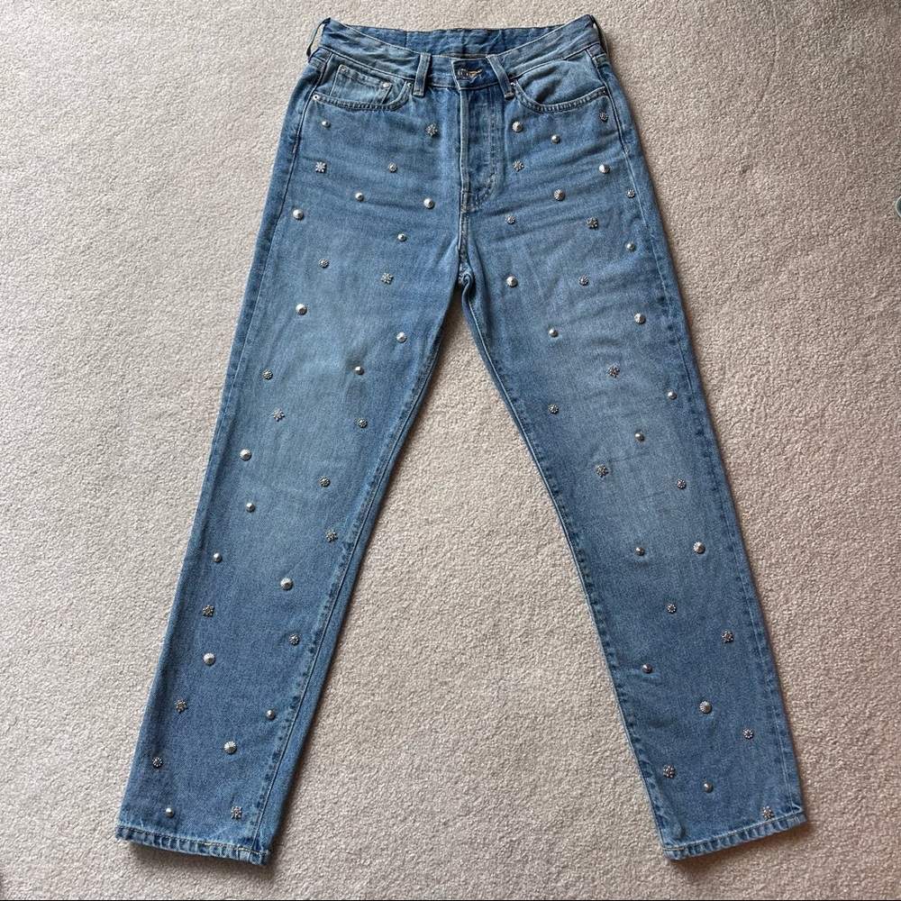 H&M High-Rise Vintage Fit Straight-Leg Embellished Jeans SIZE 26